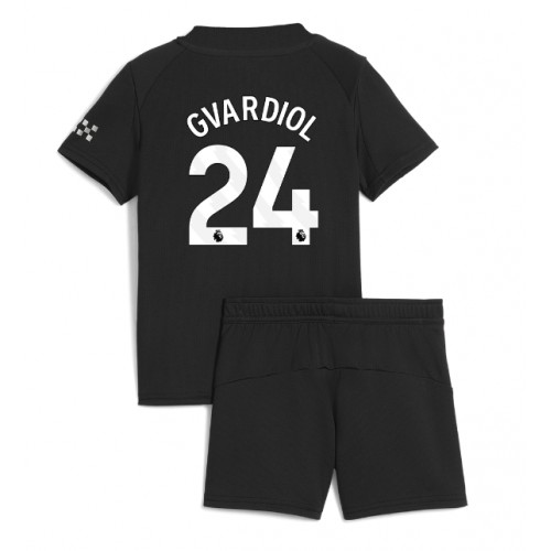 Otroški Nogometni dresi Manchester City Josko Gvardiol #24 Gostujoči 2025-26 Kratek Rokav (+ Kratke hlače)